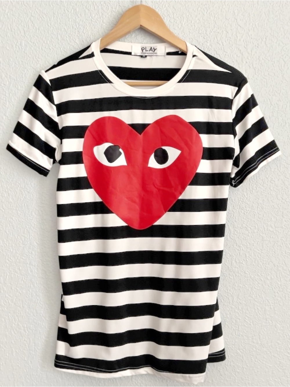 Comme des Garcons PLAY Striped Big Heart Graphic Tee Size M